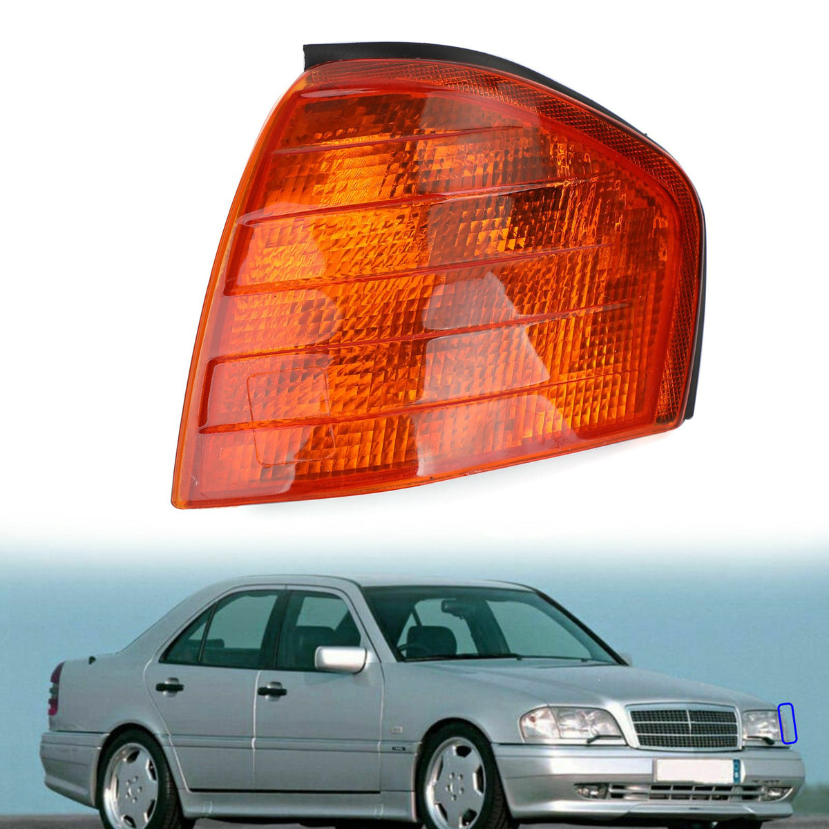 Pair Corner Lights Turn Signal Lamps Fits Mercedes Benz C Class W202 1994-2000 Y