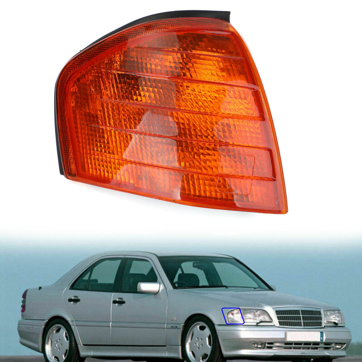 Pair Corner Lights Turn Signal Lamps Fits Mercedes Benz C Class W202 1994-2000 Y