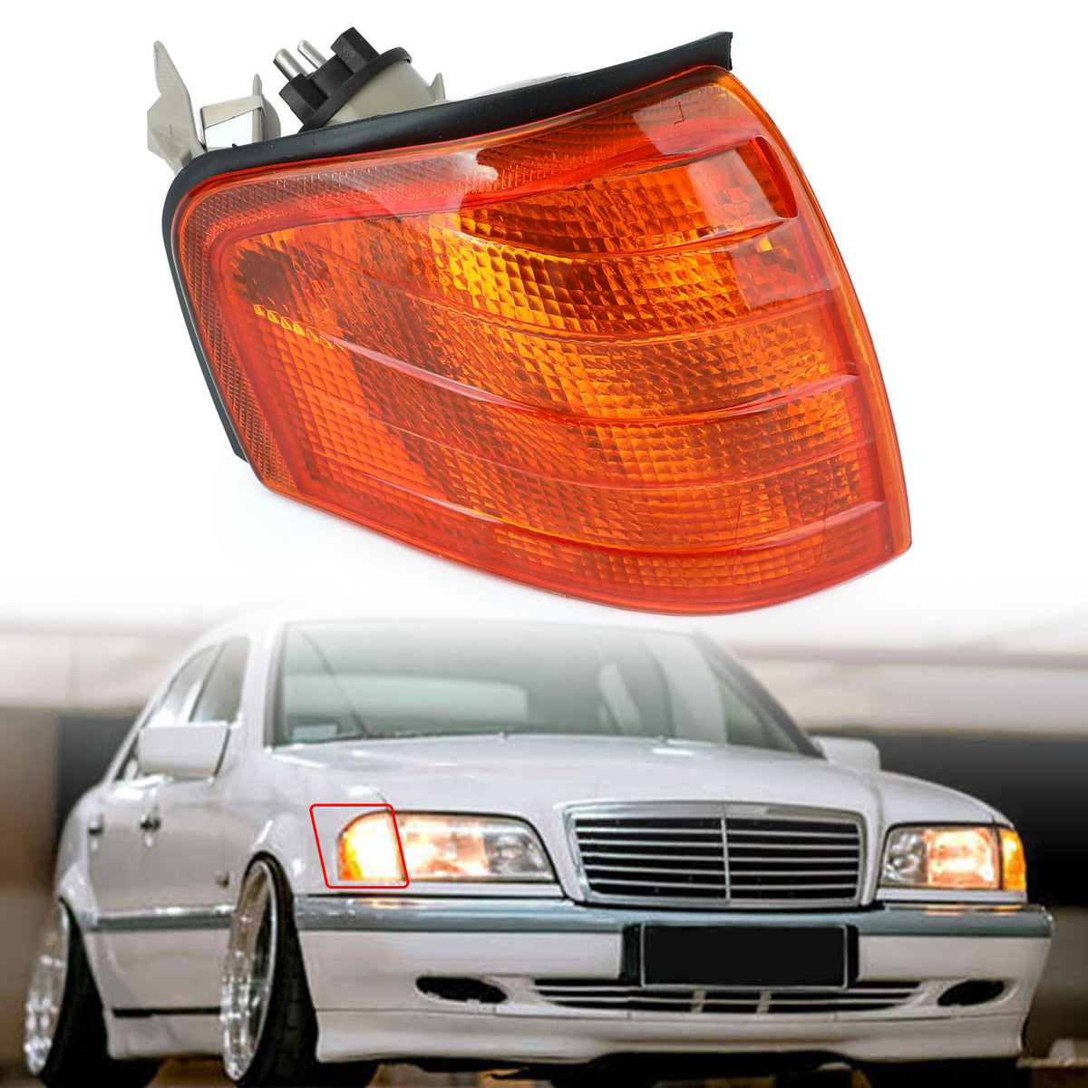 Pair Corner Lights Turn Signal Lamps Fits Mercedes Benz C Class W202 1994-2000 Y
