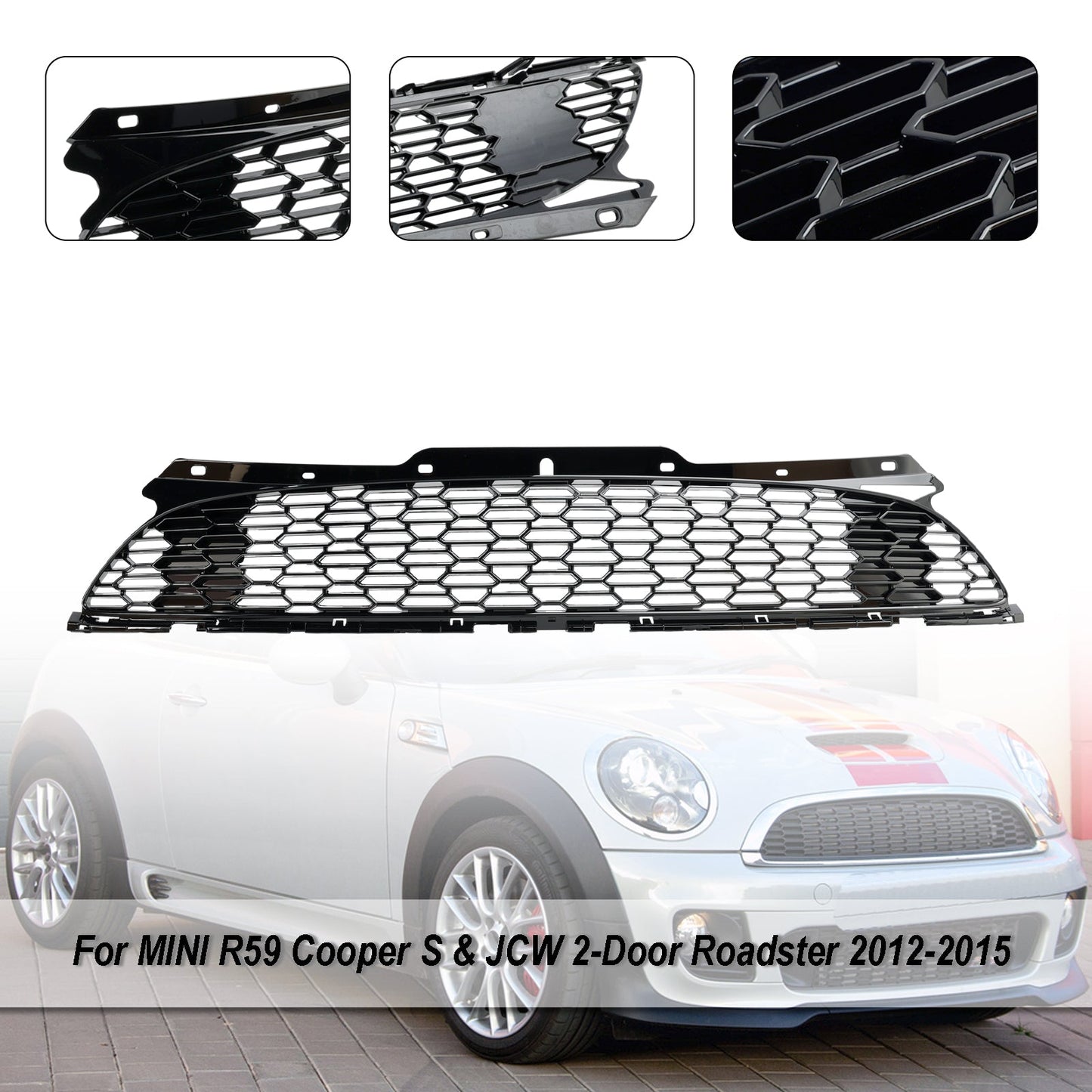 2012-2015 MINI R59 Cooper S &amp; JCW 2-Door Roadster Gloss Black Front Bumper Grill Grille