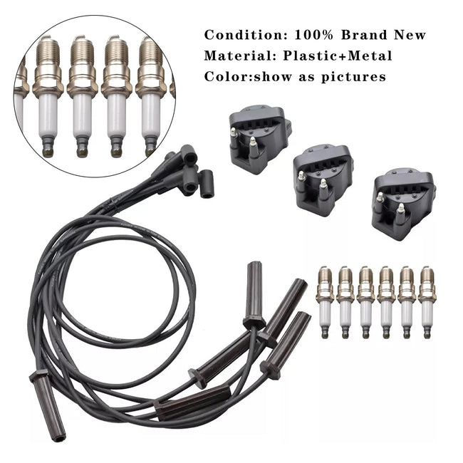 6x Spark Plug+3x DR39 Ignition Coil +6x Wires For Buick Lucerne 3.8L 96-08