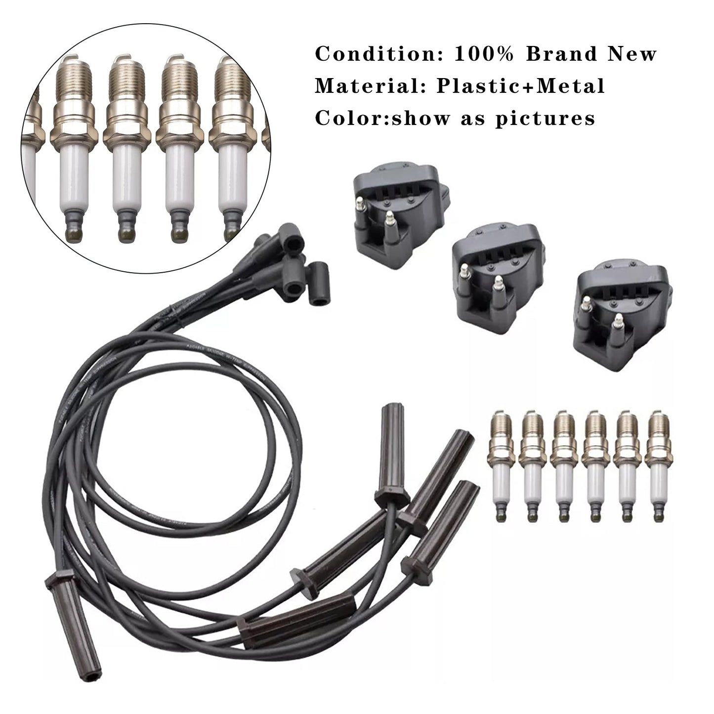 2005-2008 Buick LaCrosse 3.8L V6 6x Spark Plug+3x DR39 Ignition Coil +6x Wires 19353734 10472401