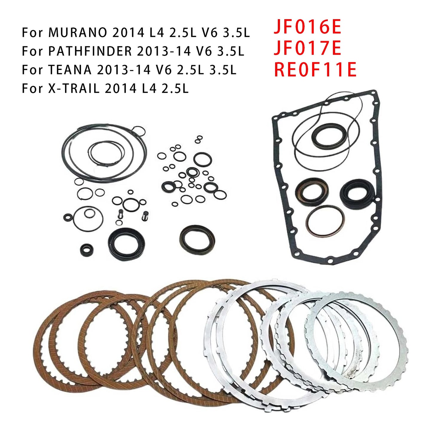 2012-2014 ALTIMA V6 3.5L CVT Transmission Master Rebuild Kit Clutch Plates F016E JF017E RE0F11E