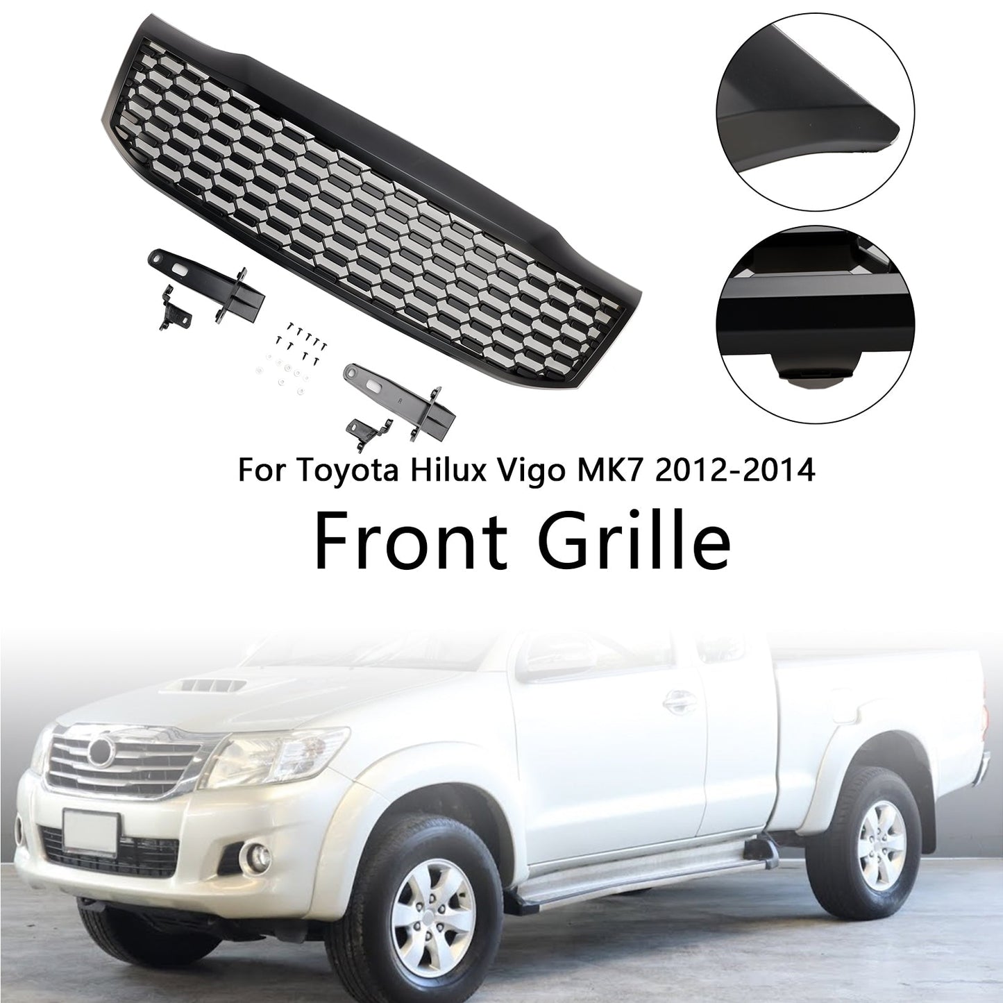 2012-2014 Toyota Hilux Vigo MK7 Matt Black Front Bumper Grill Grille