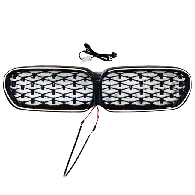 2021-2024 Fit BMW 5 Series G30 G38 Diamond Front Kidney Grill Grille Black
