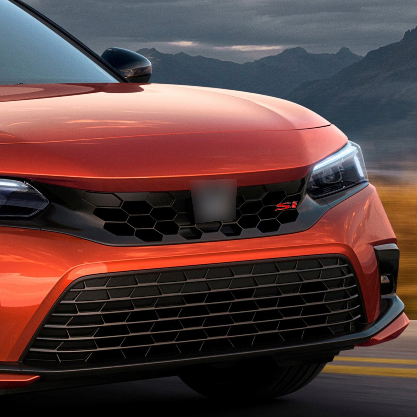 Si Front Grille Emblem Decal Badge for Honda red-black