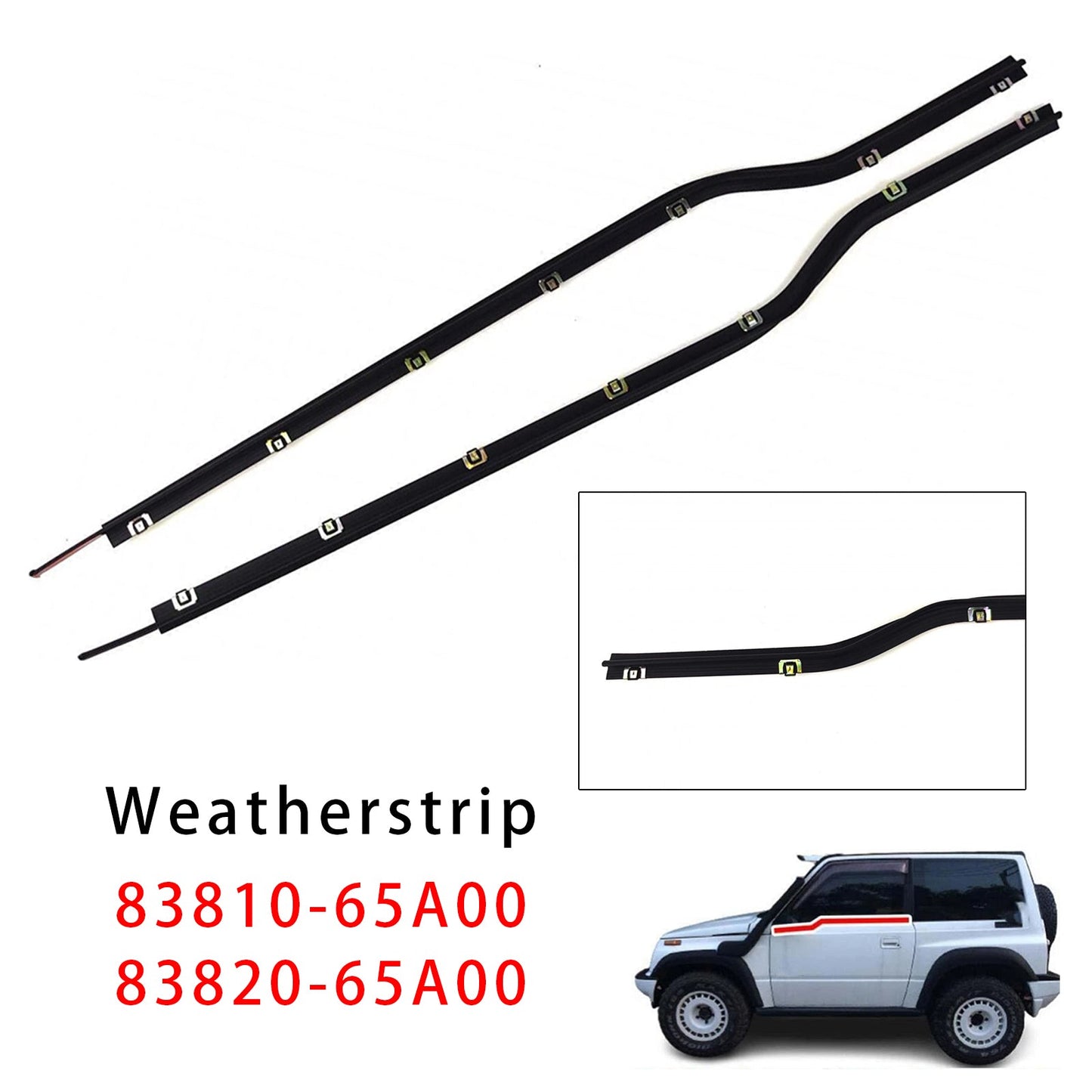 For Suzuki Escudo TA01R TA01W TA11W TA31W TA51W 2PCS Door Belt Weatherstrip 83810-65A00