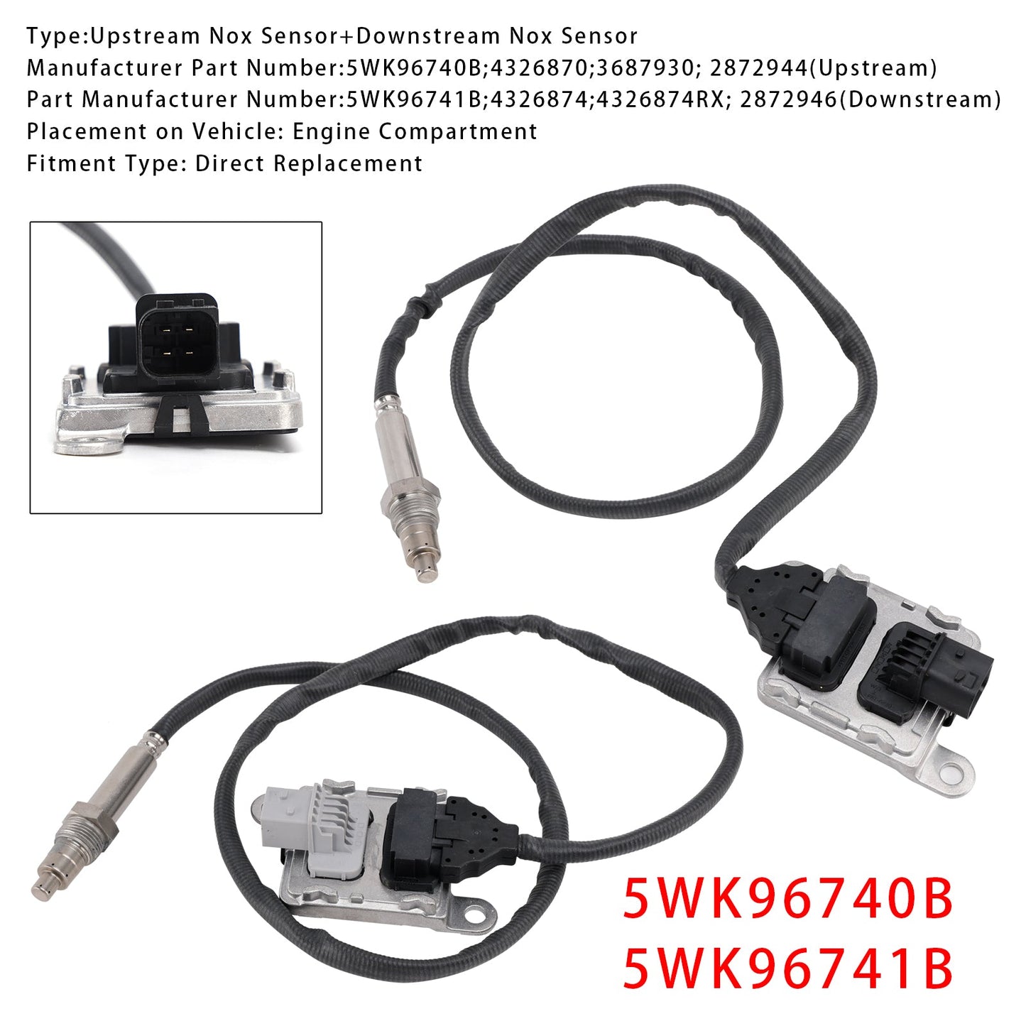 2015-2019 Kenworth T880 L6 15.0L Kit Of Nox Sensor 5WK96740B 5WK96741B 4326874