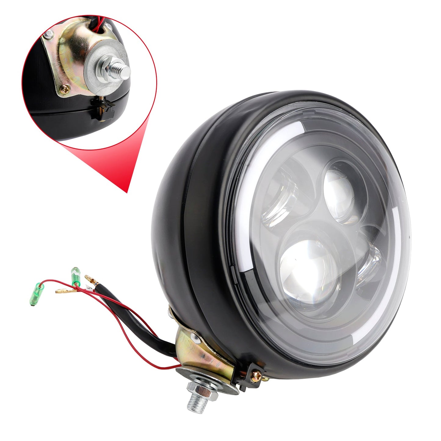 Multifunctional Beam Headlight Lamp Custom Black #84 For Racer Bobber Chopper