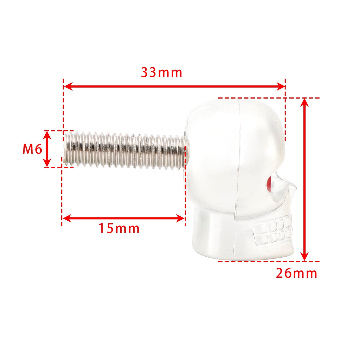 2x Motorcycle Bike Plastic Silver Skull License Plate Bolt On Screw On Frame Nut