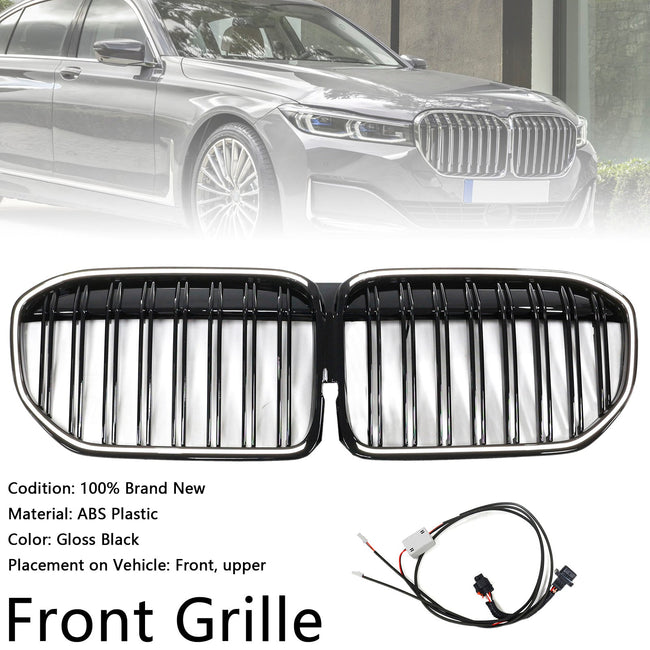 2019-2022 BMW 7 Series G11 G12 Double Slat Gloss Black Front Grill Grille