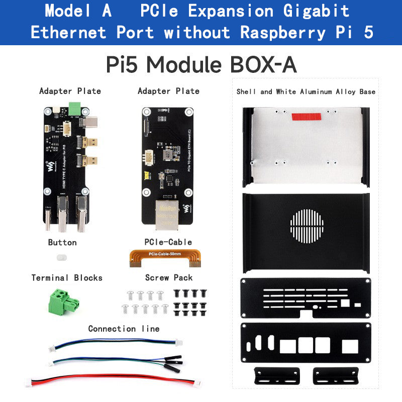 Raspberry Pi 5 Extension All-in-One PCIE Extension Plate Double HDMI 4K Output