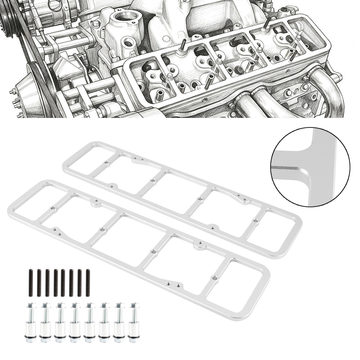 Valve Cover Plate 350 327 Head Perimeter Bolt Cover 55-86 to Center Bolt 87-02