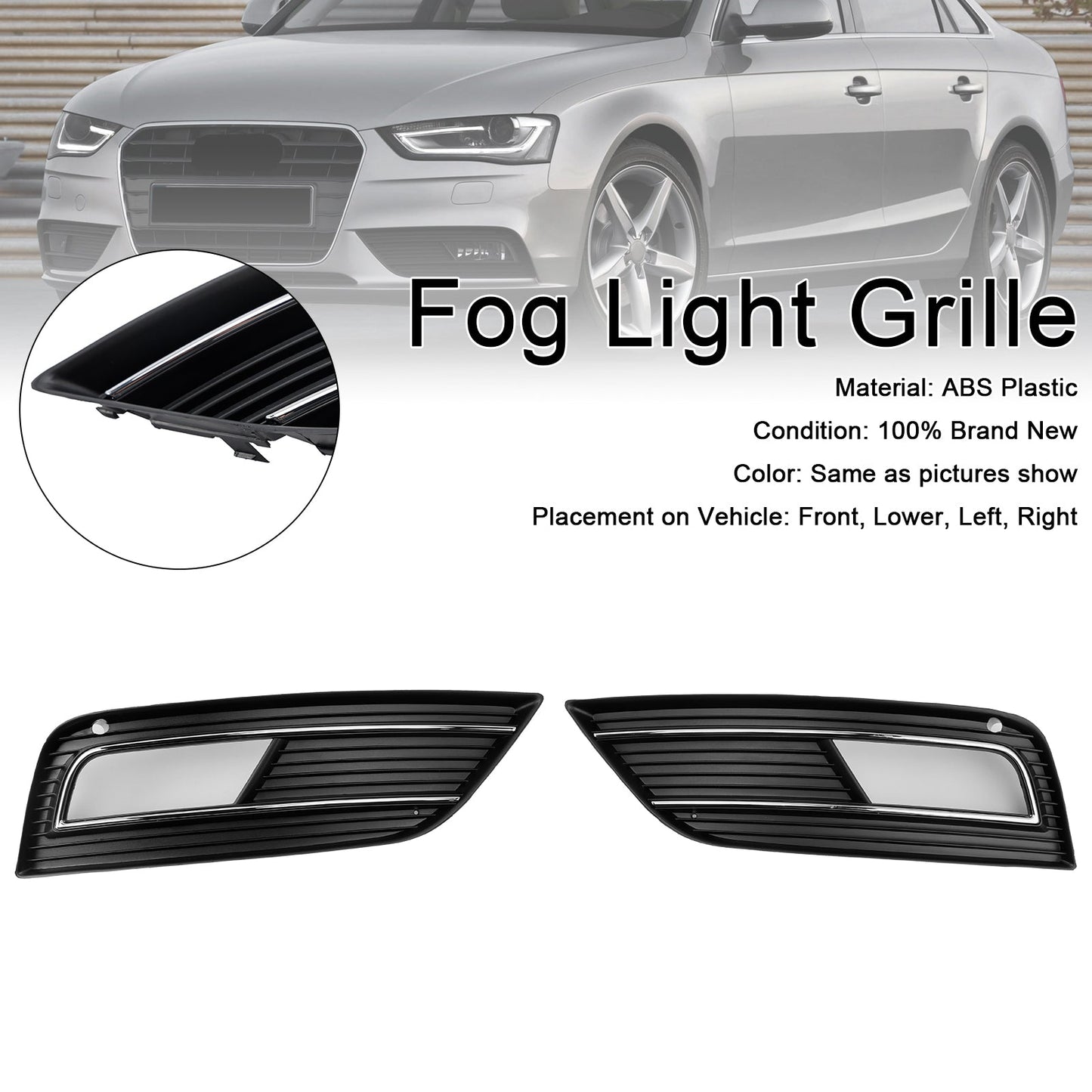 2013-2015 Audi A4 B8.5 S4 Style Fog Light Cover Grille Standard Bumper
