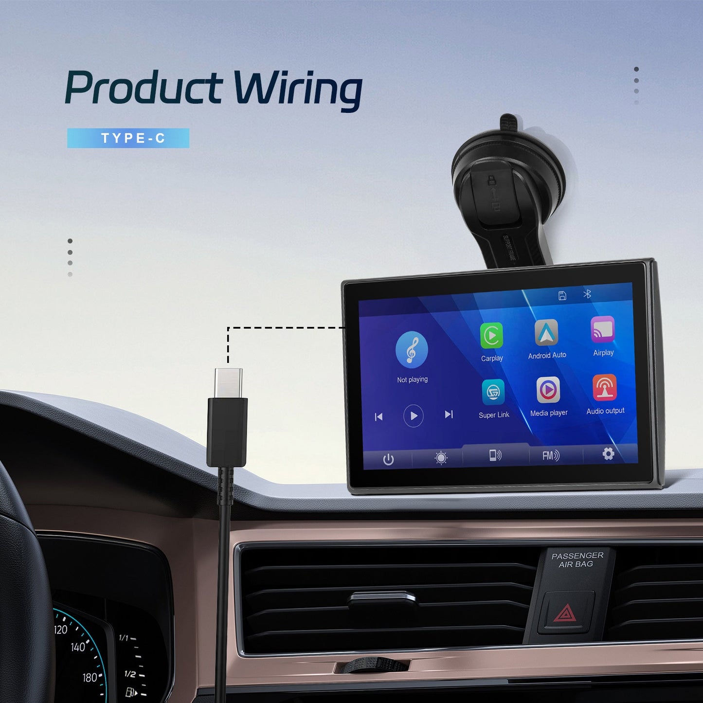 7-inch Full Touch Screen Apple CarPlay Android Auto Switching Display AHD Camera