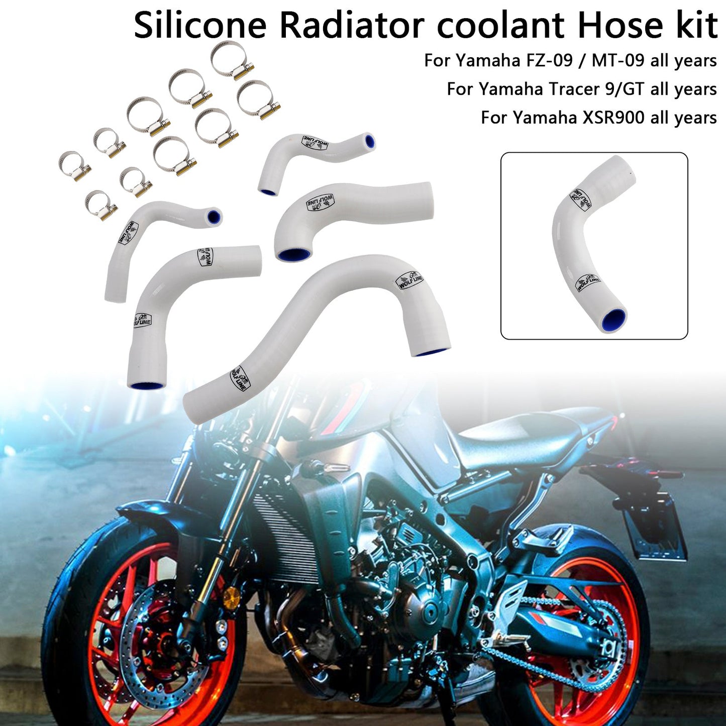 Yamaha MT-09 XSR900 Tracer 9/GT all years Silicone Radiator coolant Hose