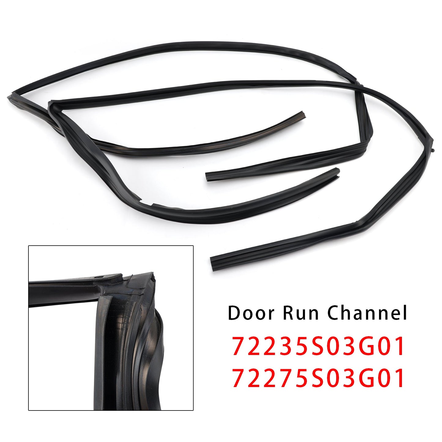 1996-2000 HONDA CIVIC EK4 EK9 2D 3D 2PCS Front Door Glass Run Channel
