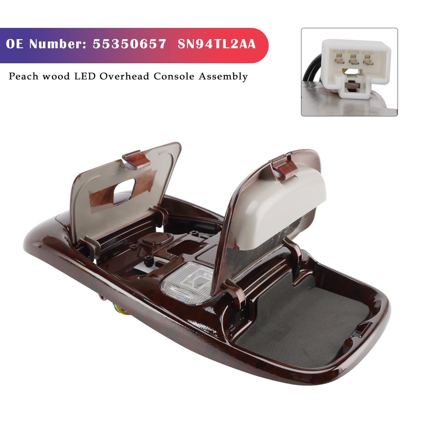 1998-2002 Dodge Ram 3500 Front LED Overhead Console Peach wood SN94TL2AA 5013618AA