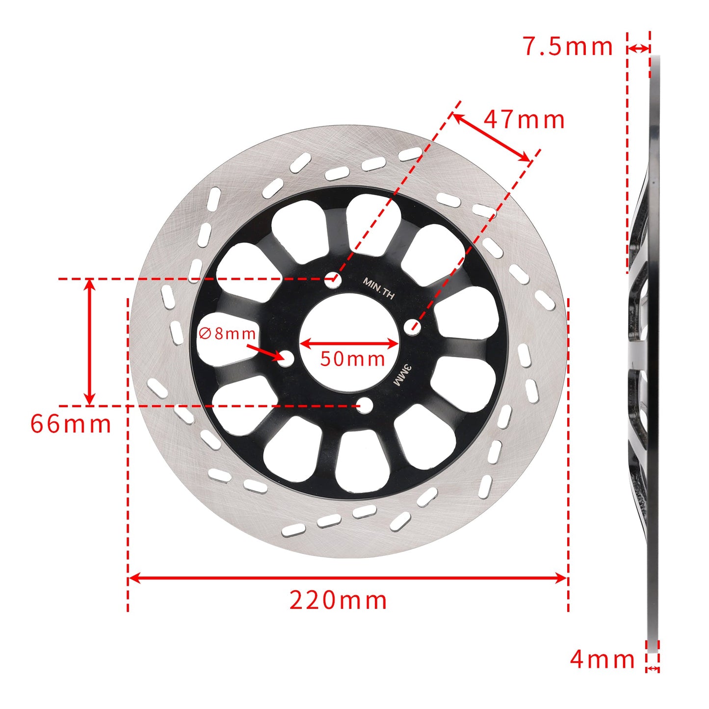 Front Solid Brake Disc Rotor 220mm For Suzuki GN125 NF41A 4T GN125E 1982-2001