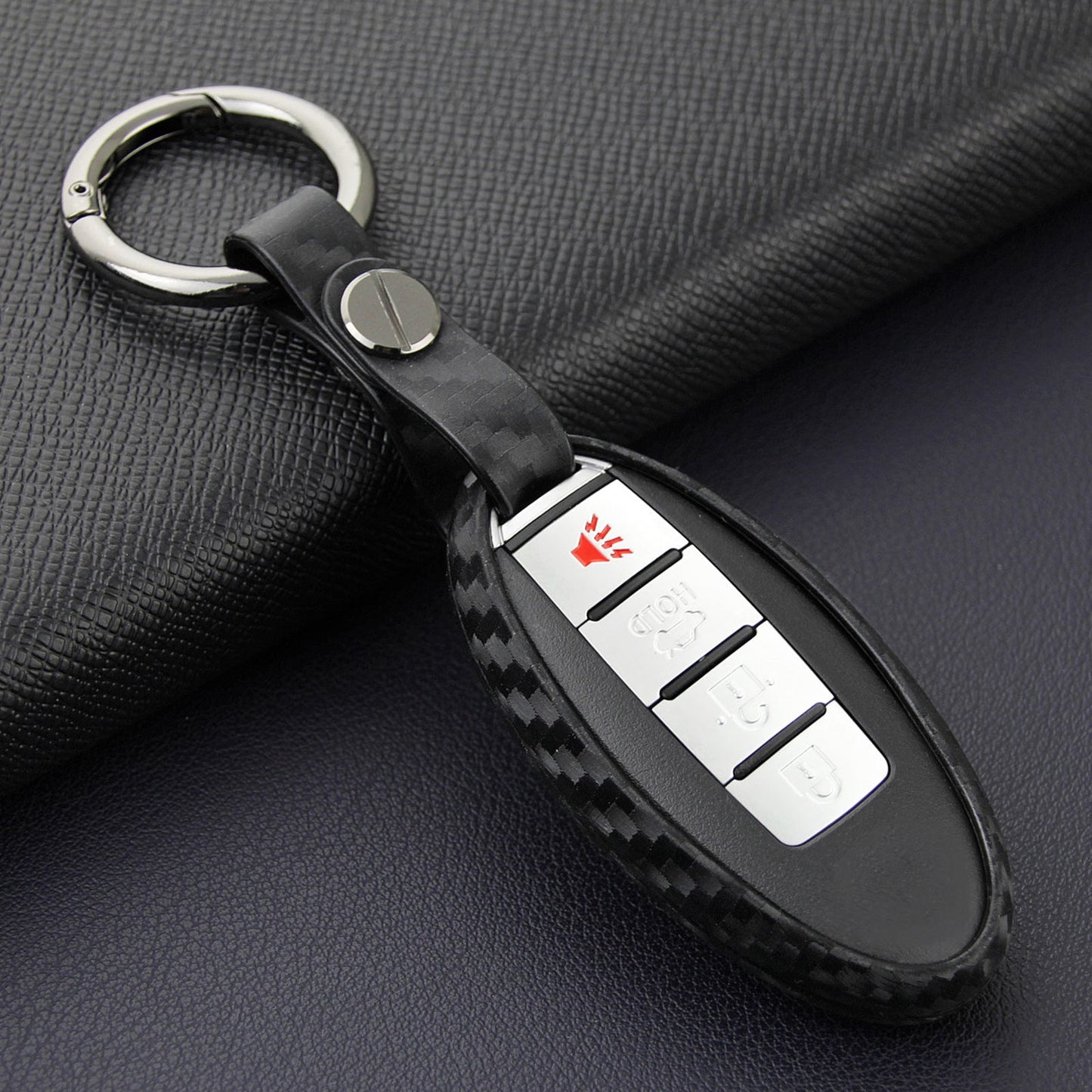 Leather Silicone Car Key Case Cover With Buckle For Nissan