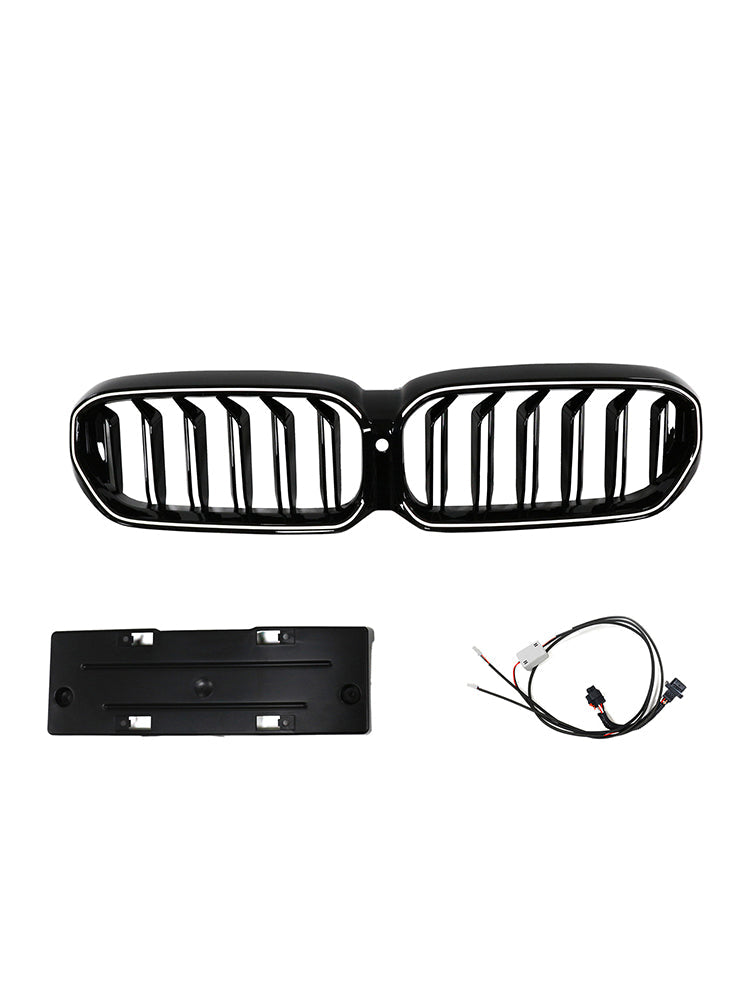 2021-2024 BMW 5 Series G30 G38 Double Slat Front Kidney Grille Gloss Black
