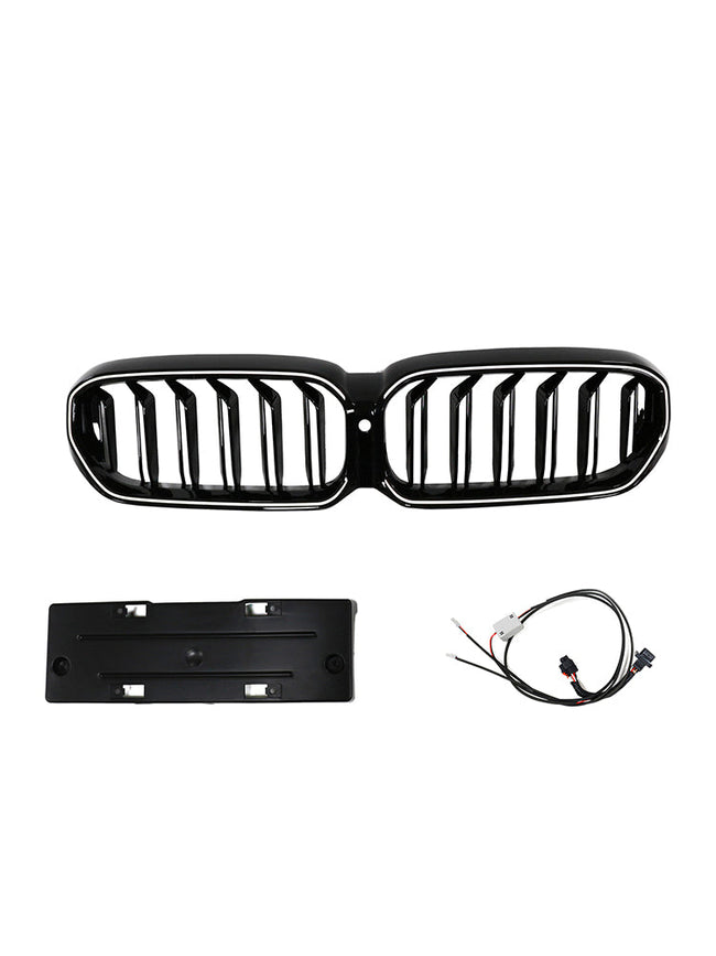 2021-2024 BMW 5 Series G30 G38 Double Slat Front Kidney Grille Gloss Black