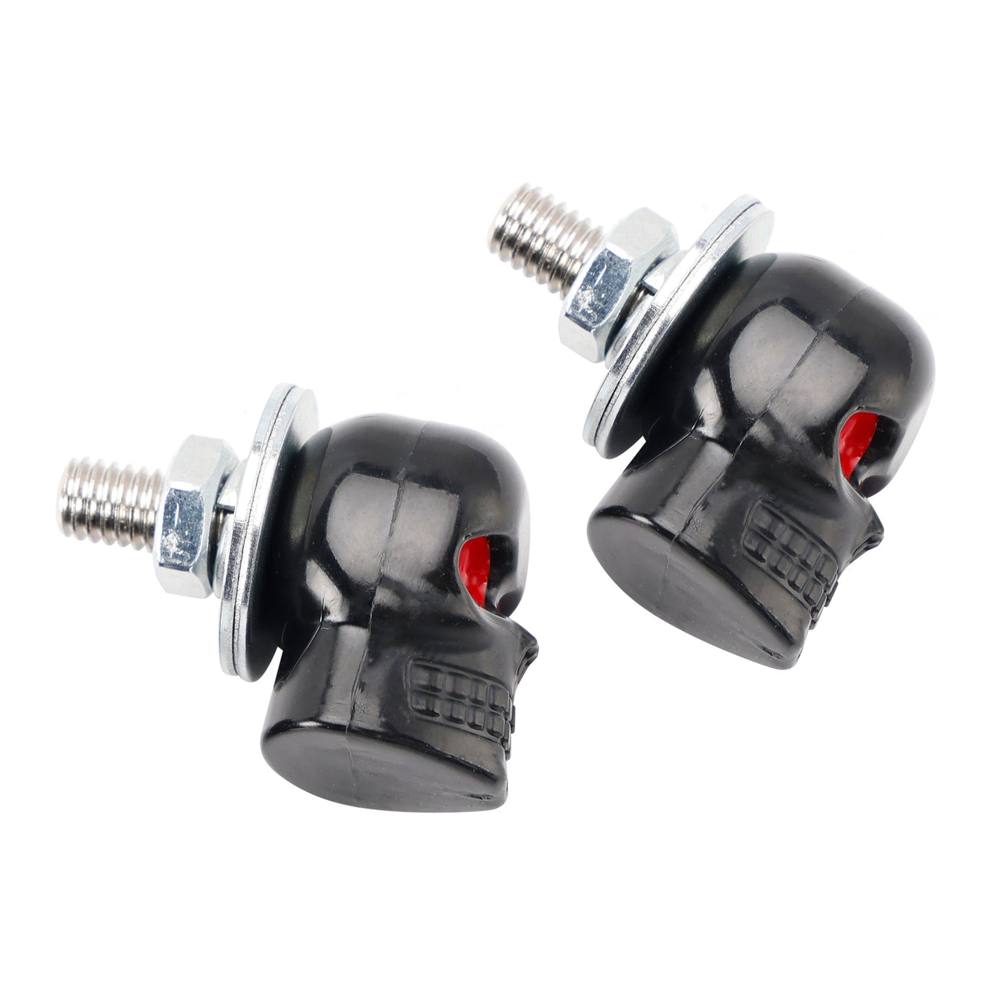 4x Motorcycle Bike Plastic Black Skull License Plate Bolt On Screw On Frame Nut