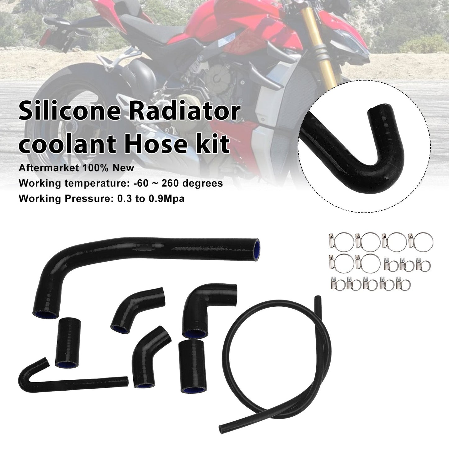 2020-2025 Ducati Streetfighter V4 V4S Silicone Radiator coolant Hose
