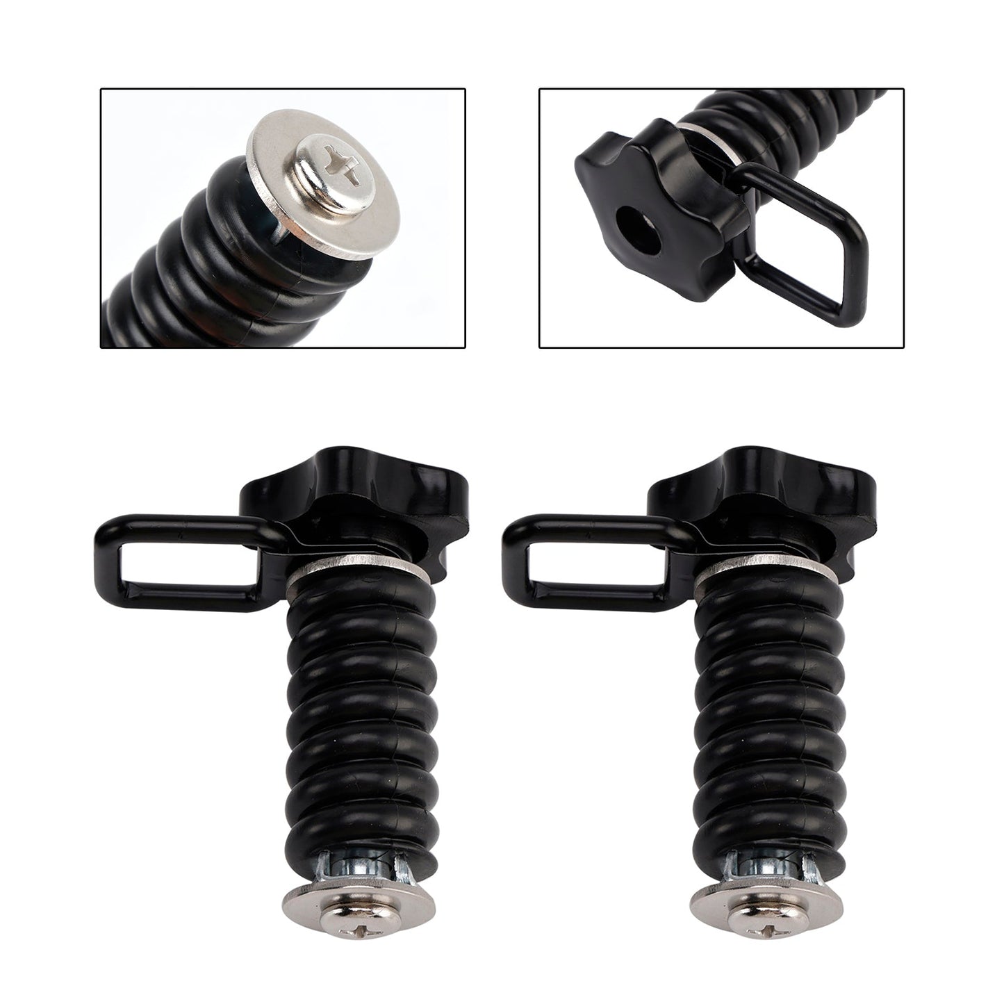 Pair Tie Down Anchor With D-Ring 1" Black Black For Polaris Rzr 570 800 900 1000