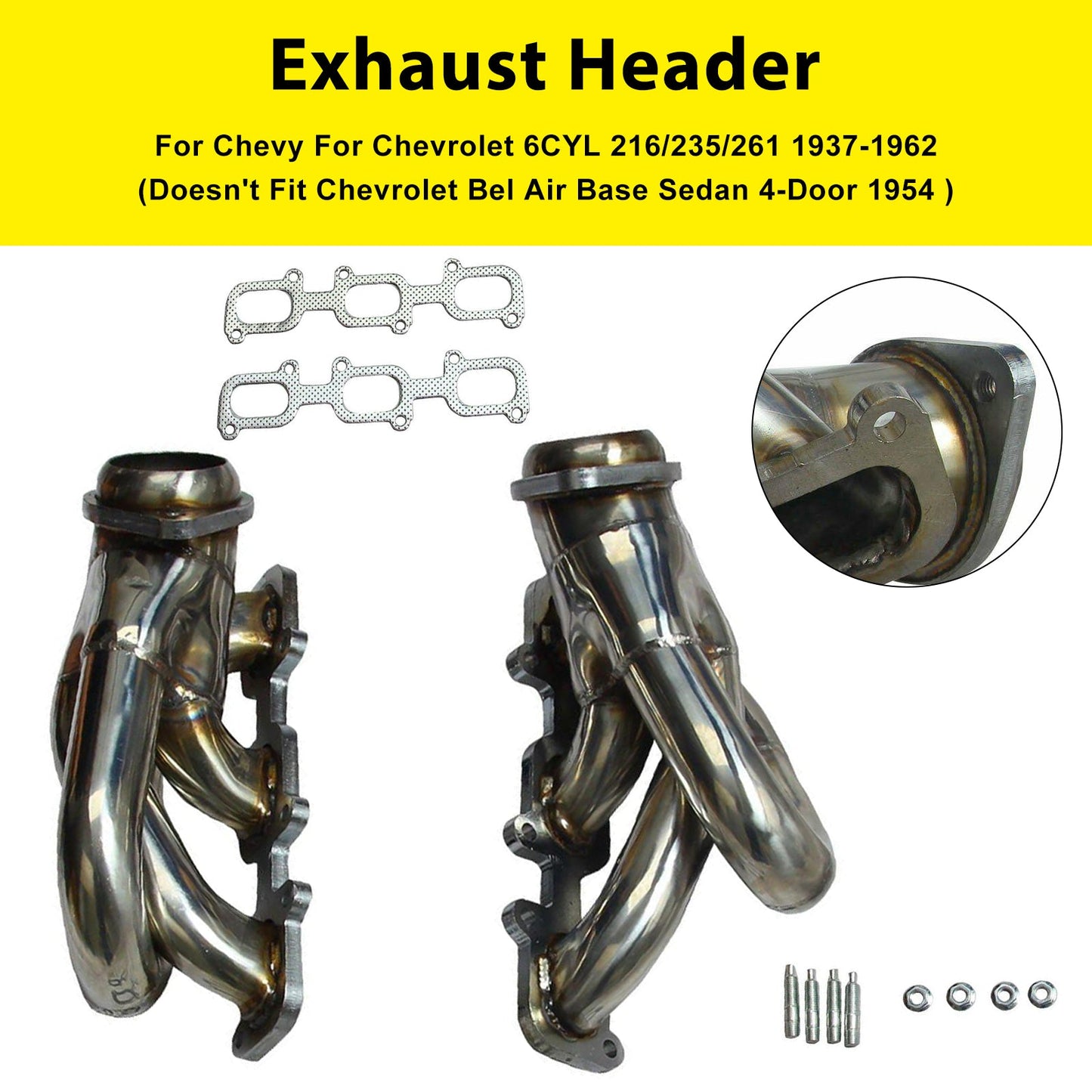 Stainless Steel Exhaust Manifold Header Fit Chevrolet 216/235/261 1937-1962