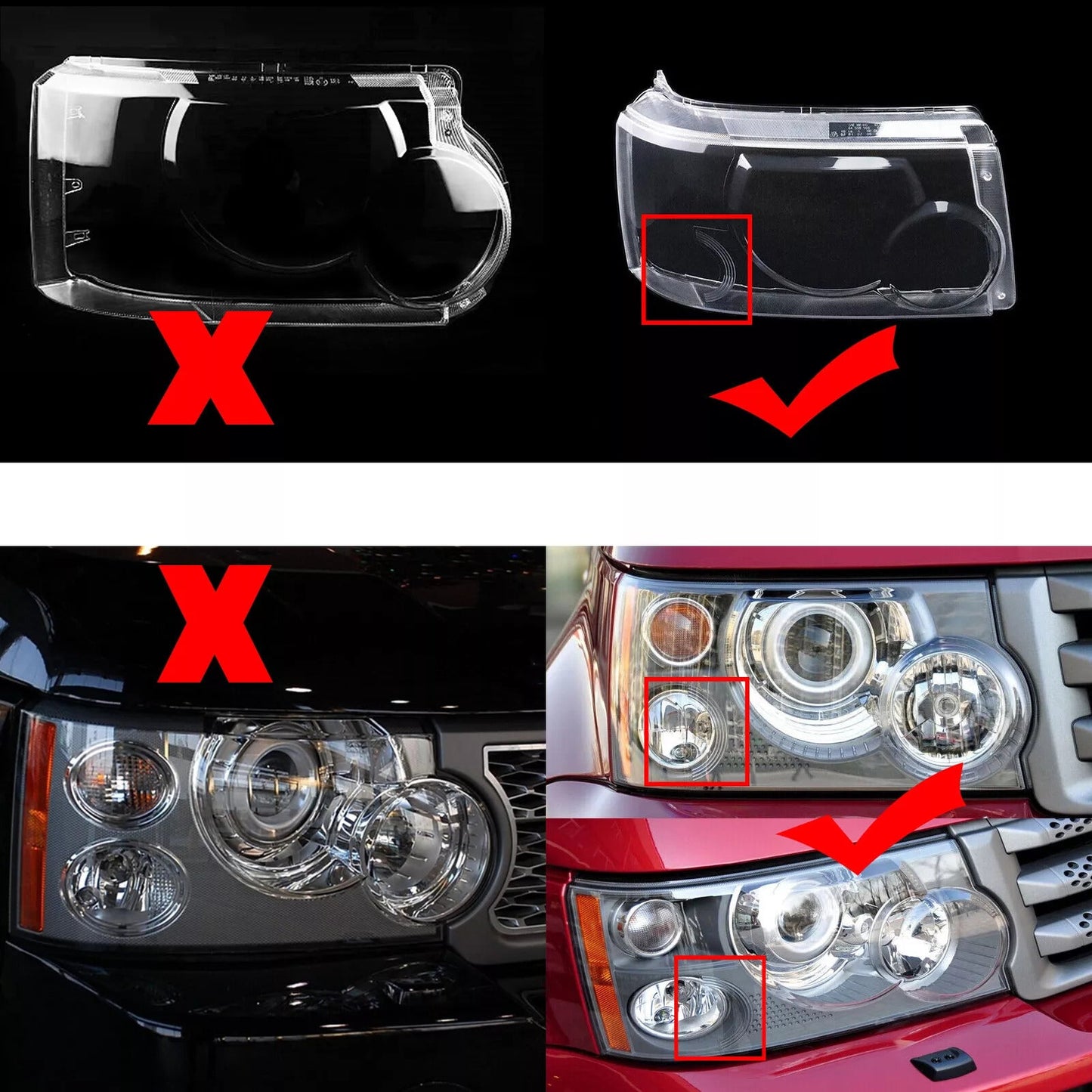 2006-2009 Land Range Rover Sport 2PCS Headlight HeadLamp Lens Cover LH+RH