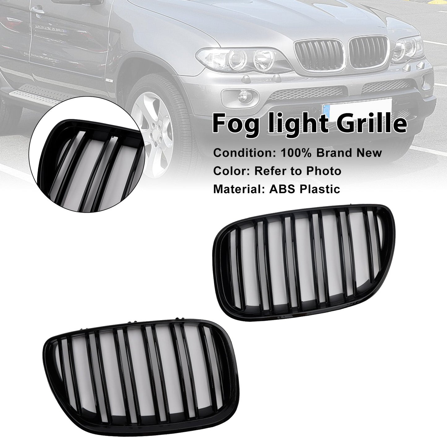 2004-2006 BMW X-Series X5 E53 Gloss Black Front Kidney Grille Grill