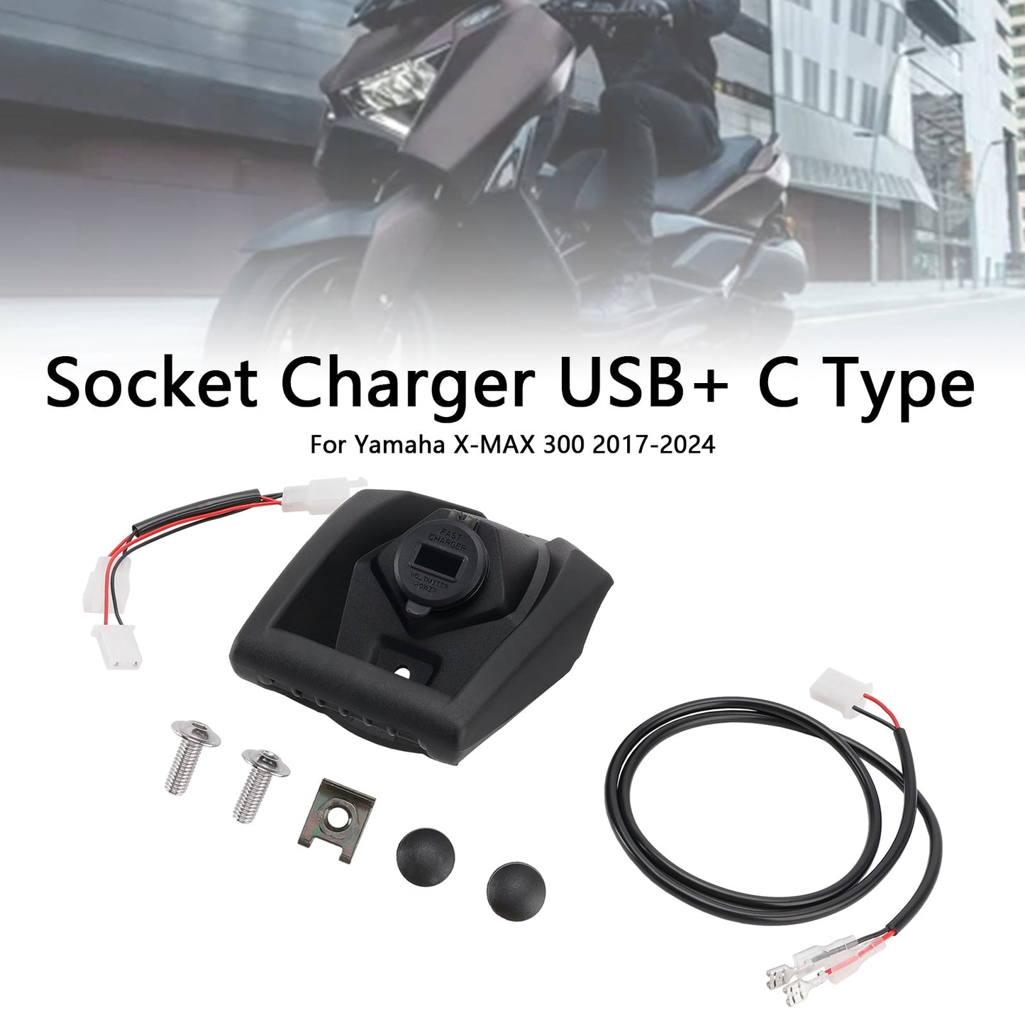 2017-2024 Yamaha X-MAX 300 12V Socket Charger USB+C Type Quick