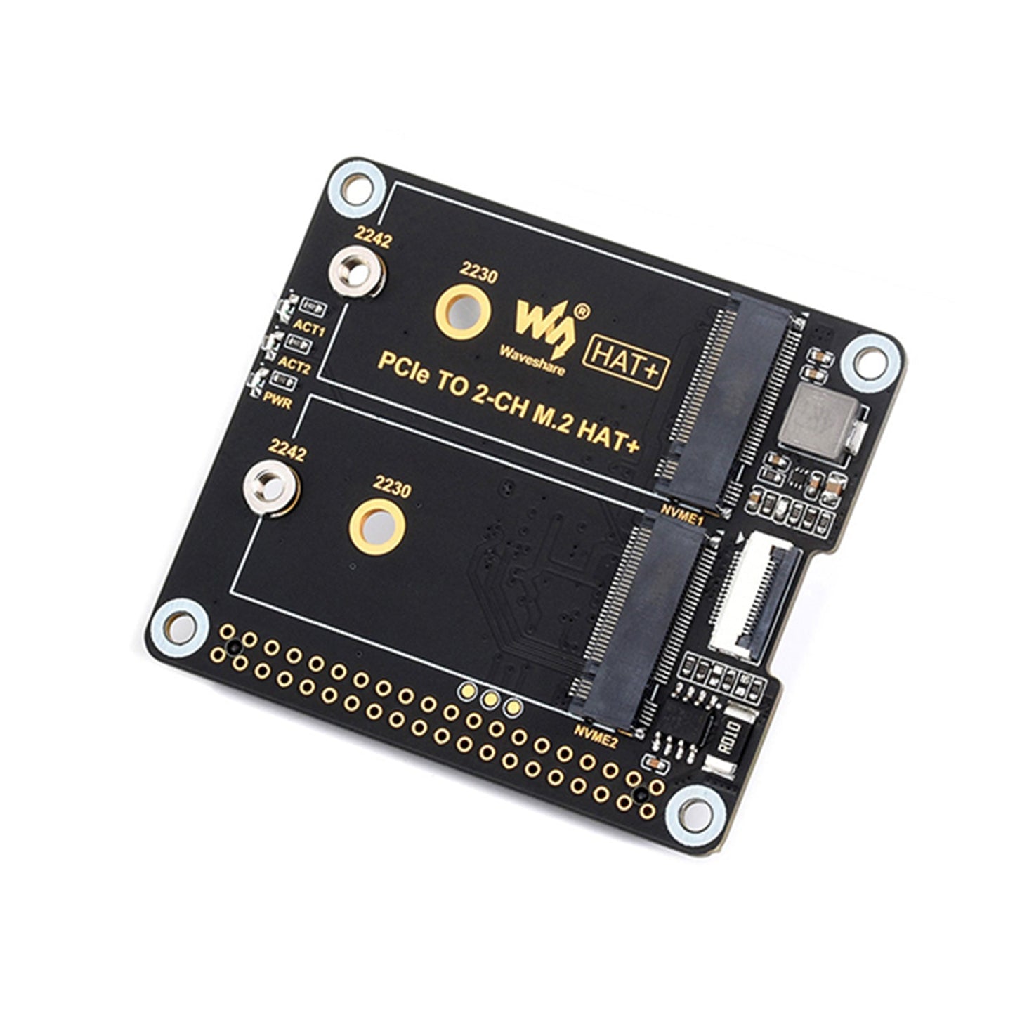 Raspberry Pi 5th Generation PCIe to Dual-Channel M.2 Adapter Board Dual M.2