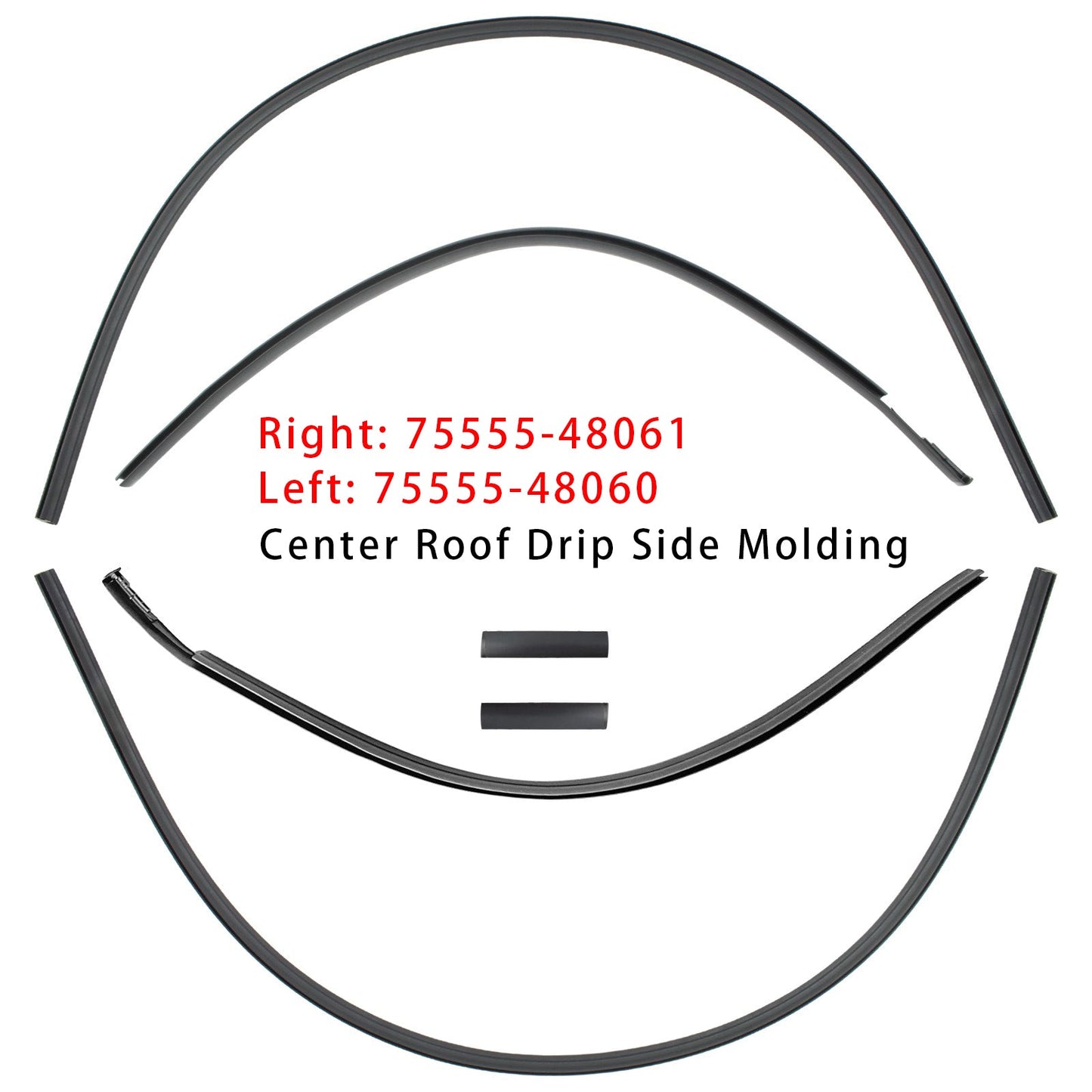 6PCS Left + Right Center Roof Drip Side Molding For Toyota Highlander  2008-2013