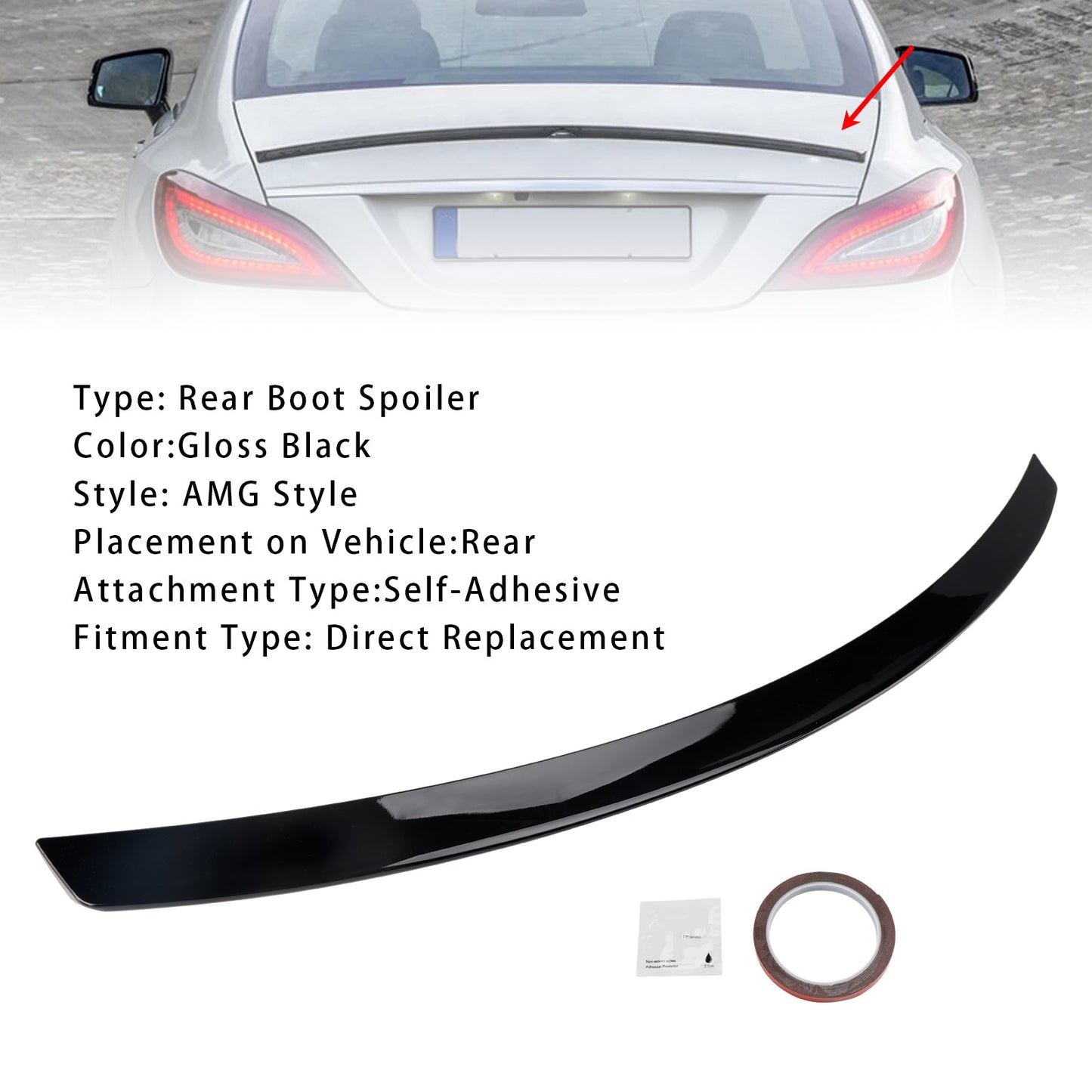 2010-2018 Mercedes-Benz CLS-Class W218 C218 Gloss Black Rear Boot Spoiler