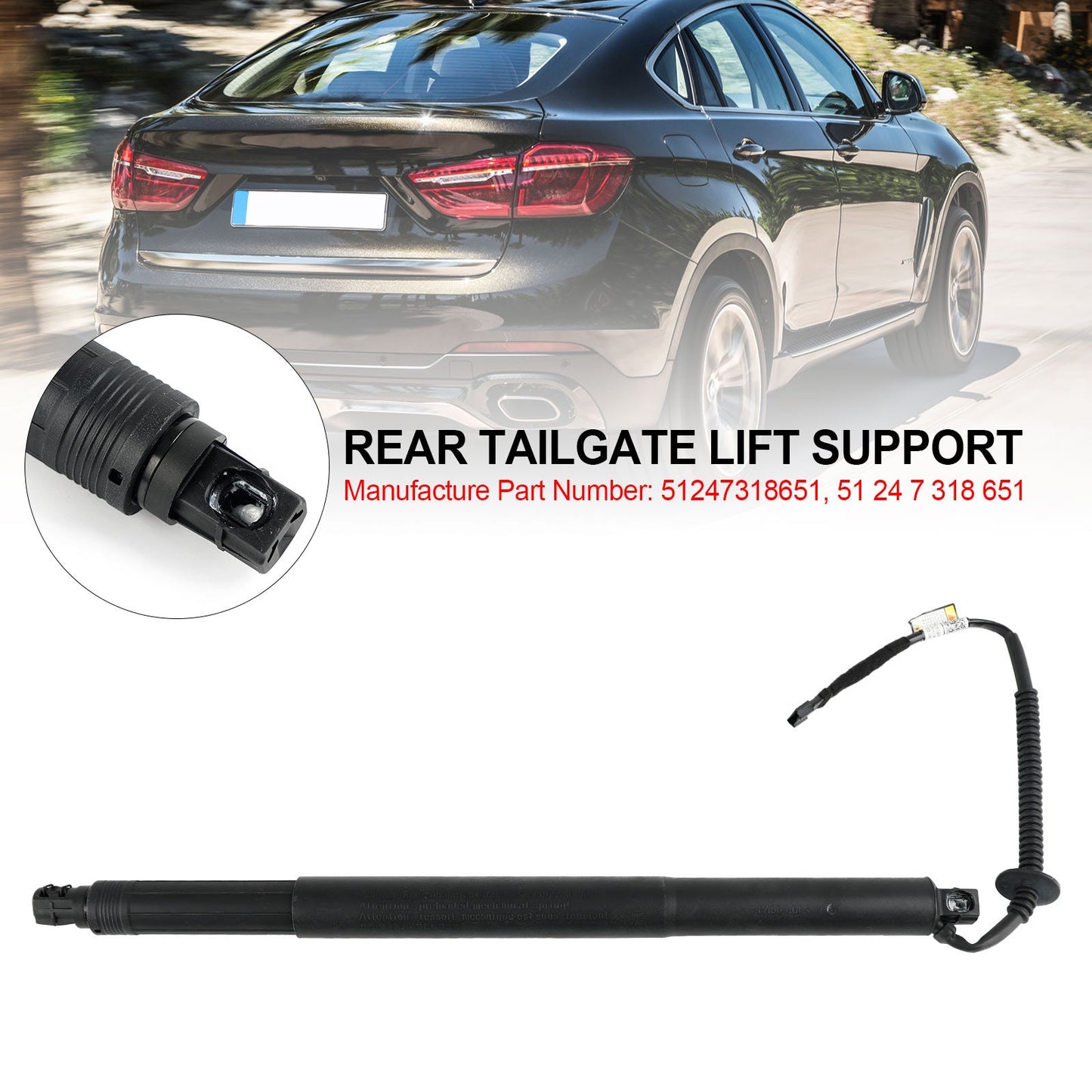 2014-2019 BMW X6 F16 F86 SUV xDrive 30d 2993ccm 277HP 204KW (Diesel) Rear Left Tailgate Power Lift Support 51247318651