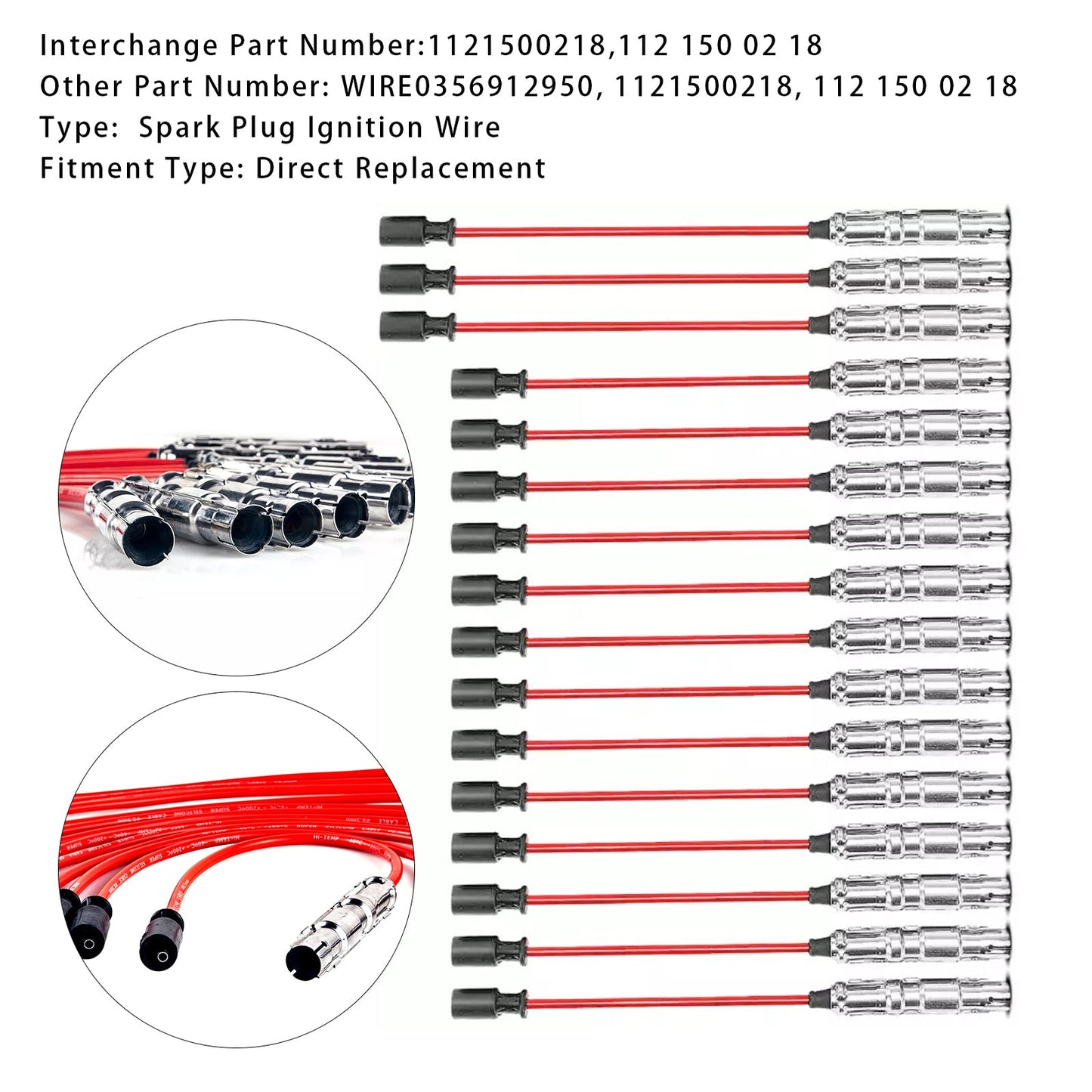 16pcs Spark Plug Ignition Wire Set 1121500218 For Mercedes Benz ML SLK 320 350