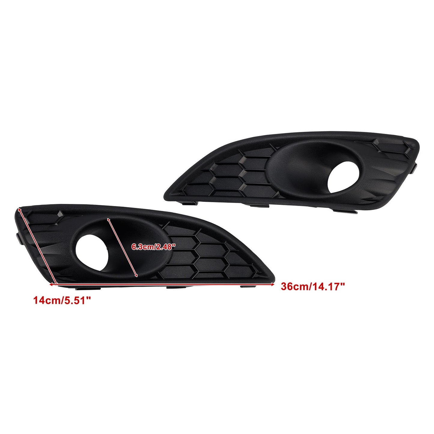 2013-2017 Ford Fiesta 2PCS Matte Black Front Fog Light Lamp Cover Grille
