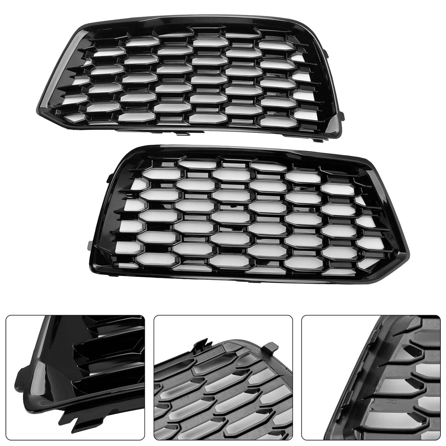 2018-2022 Audi Q5 Mesh 2PCS Front Bumper Cover Grill Grille Bezel Insert