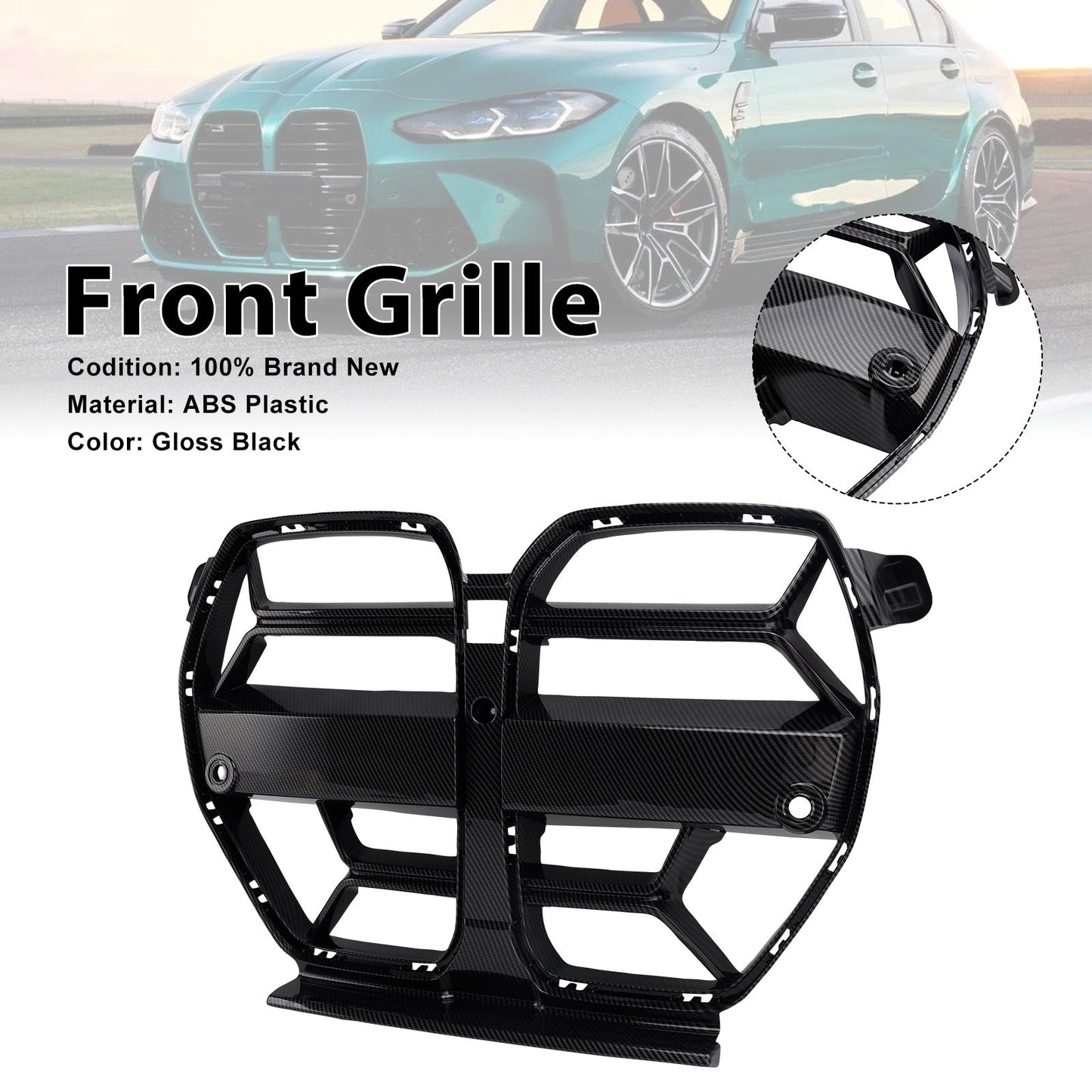 CSL Style Front Bumper Grill Grille Fit BMW M3 G80 M4 G82 2021-2026 Gloss Black