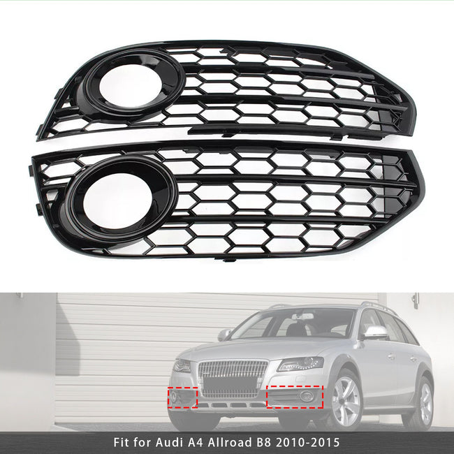 2010-2015 Audi A4 Allroad B8 Front Bumper Honeycomb Fog Grille Cover Black