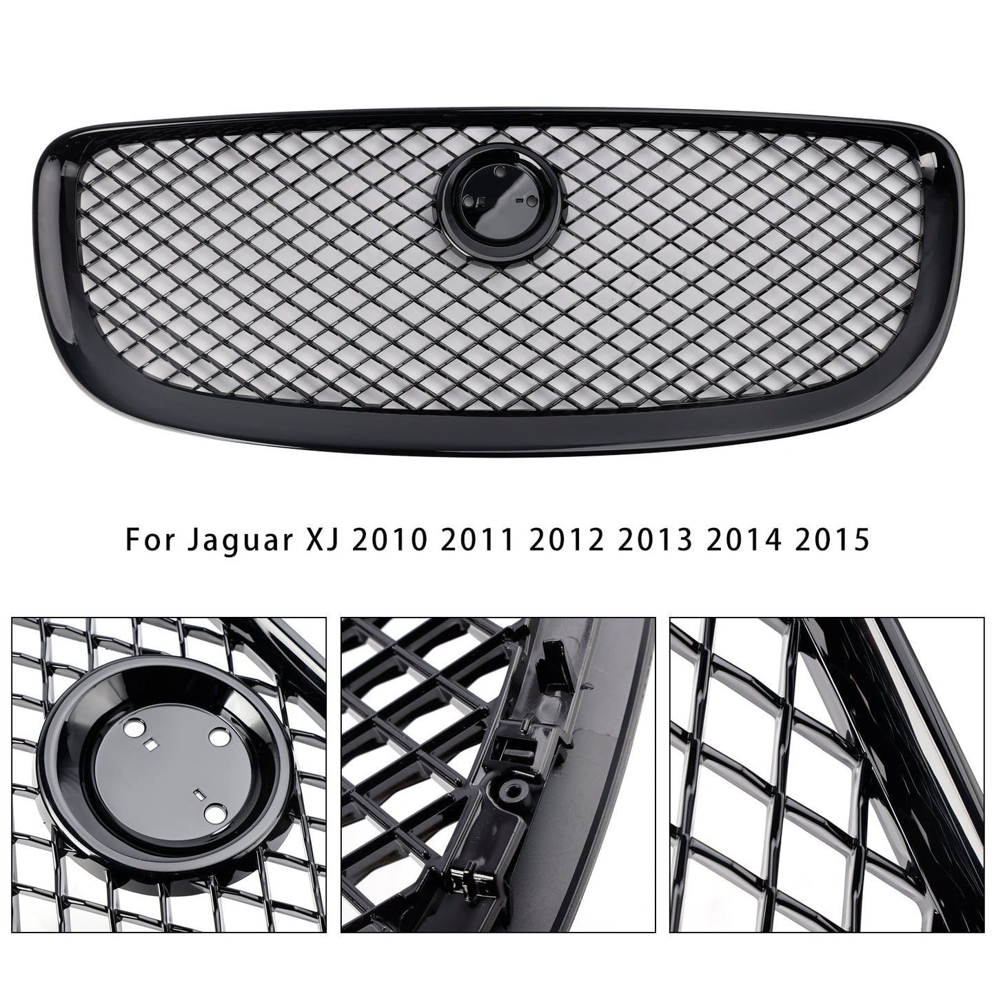 2010-2015 Jaguar XJ Gloss Black Front Bumper Grill Grille