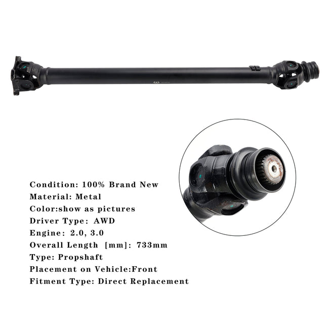 Front Propshaft 26207589985 For BMW X3 F25 10-17 X4 F26 14-18 AWD