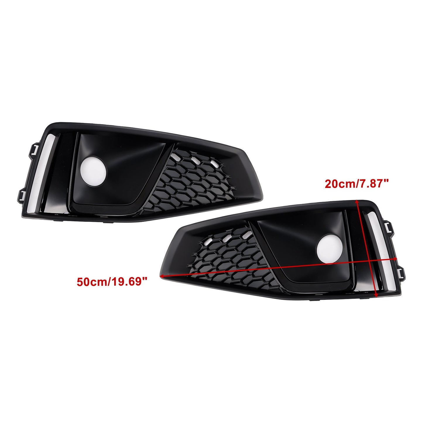 2018-2020 Audi A4 B9 S-LINE S4 Black Front Fog Light Grille Trim Cover