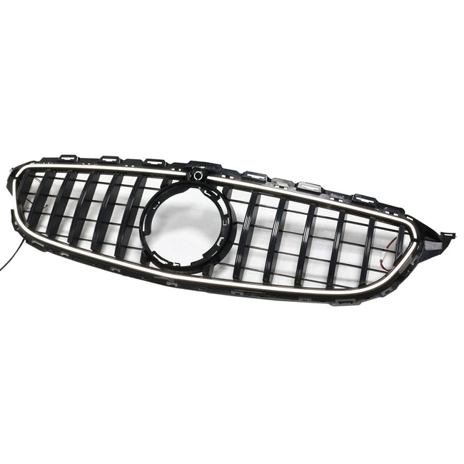 2015-2021 Mercedes W205 C250 C300 W/LED Black Front Bumper Grill Grille