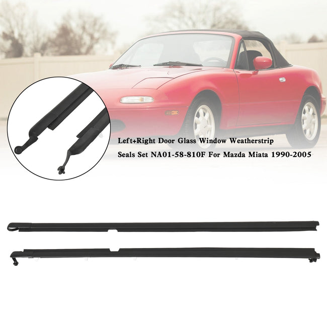 1990-2005 Mazda Miata L+R Door Glass Window Weatherstrip Seals Set NA01-58-810F