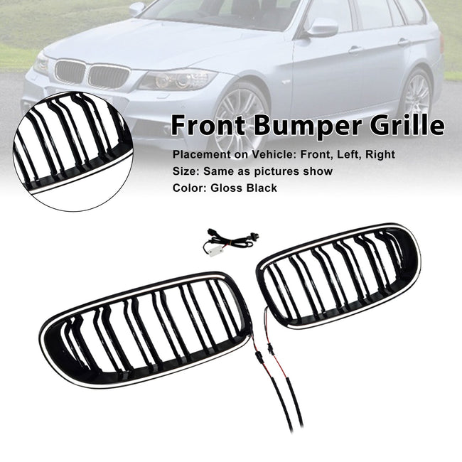 2009-2011 Fit BMW 3 Series E90/E91 LCI Double Rib Front Kidney Grill Grille