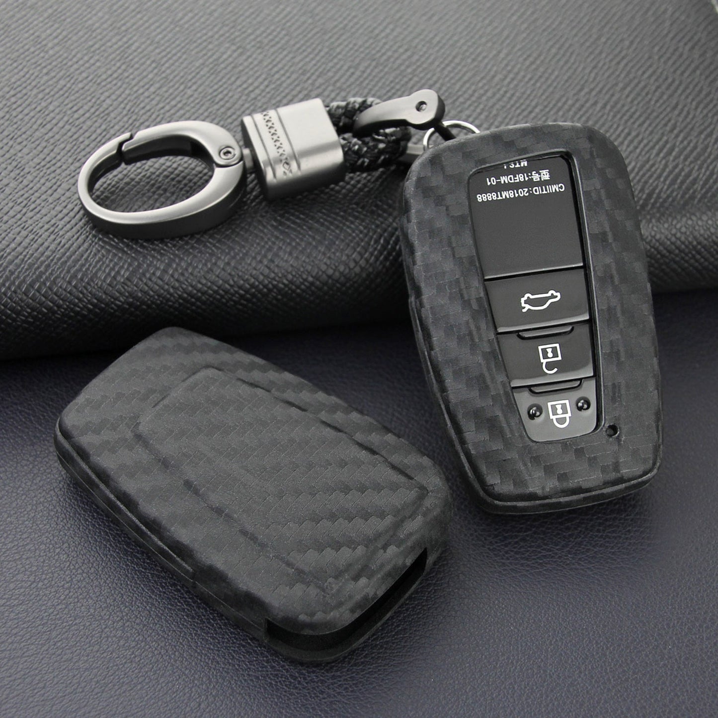 Leather Silicone Car Key Case Cover With Buckle For Toyota Camry