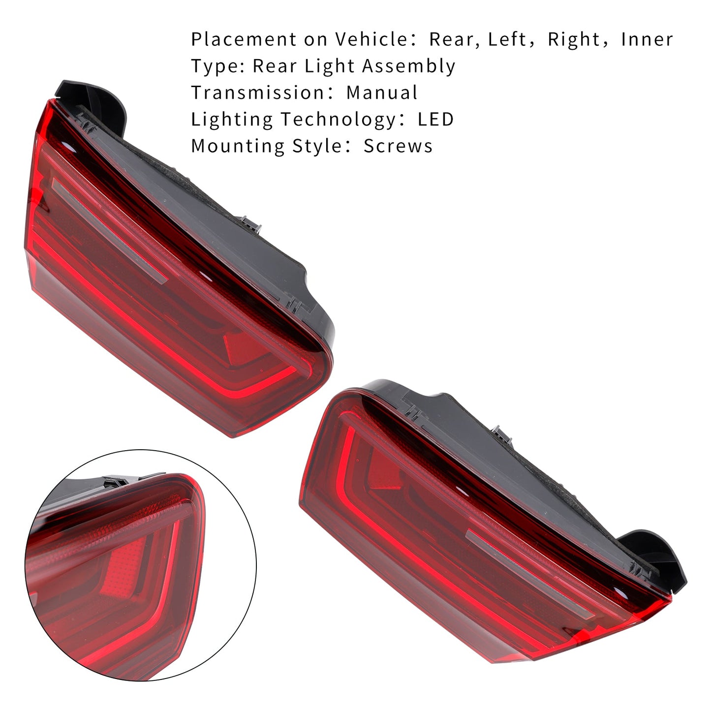 2015-2018 Audi A6 4G C7 Left+Right Pair Rear Tail Light Inner 4G5945093E 94E